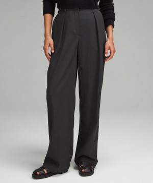 Παντελονι Lululemon Pleat-Front High-Rise Regular γυναικεια βαθυ γκρι | Greece-9468230
