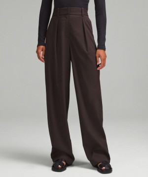 Παντελονι Lululemon Pleat-Front High-Rise Regular γυναικεια σοκολάτα | Greece-6951830