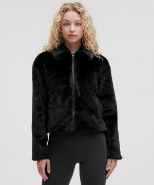 Μπουφαν Lululemon Plush Fleece Oversized-Collar γυναικεια μαυρα | Greece-9058732