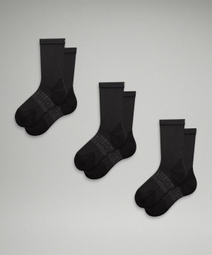 Καλτσεσ Lululemon Power Stride Crew 3 Pack ανδρικα μαυρα | Greece-5048916