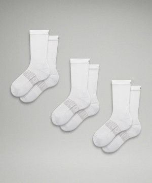 Καλτσεσ Lululemon Power Stride Crew 3 Pack ανδρικα ασπρα | Greece-2931764