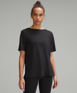 μπλουζακια Lululemon Relaxed-Fit Boatneck γυναικεια μαυρα | Greece-2583619