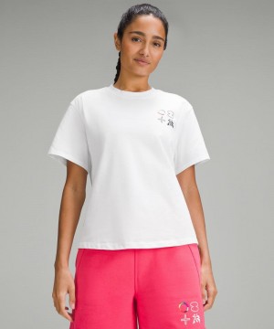 μπλουζακια Lululemon Relaxed-Fit Cotton Jersey Short γυναικεια ασπρα | Greece-5902413