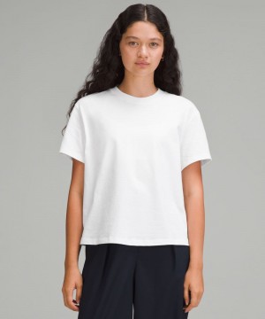 μπλουζακια Lululemon Relaxed-Fit Cotton Jersey γυναικεια ασπρα | Greece-5214968
