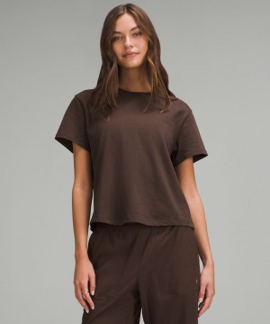 μπλουζακια Lululemon Relaxed-Fit Cotton Jersey γυναικεια σοκολάτα | Greece-5813729