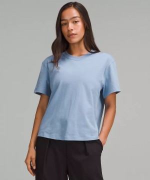 μπλουζακια Lululemon Relaxed-Fit Cotton Jersey γυναικεια μπλε | Greece-7210546