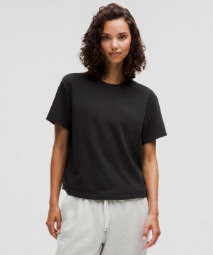 μπλουζακια Lululemon Relaxed-Fit Cotton Jersey γυναικεια μαυρα | Greece-5124879