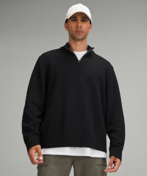 Πουλόβερ Lululemon Relaxed-Fit Half-Zip Knit ανδρικα μαυρα | Greece-3869475