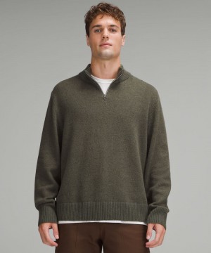 Πουλόβερ Lululemon Relaxed-Fit Half-Zip Knit ανδρικα σκούρο πρασινο | Greece-3976150