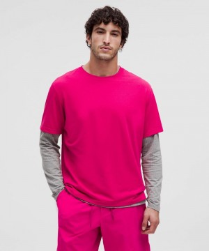 μπλουζακια Lululemon Relaxed-Fit Training Short-Sleeve ανδρικα ροζ | Greece-3612408