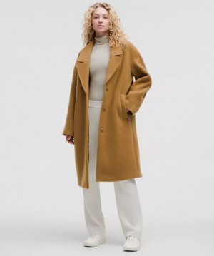 παλτό Lululemon Relaxed-Fit Wool Overcoat γυναικεια καφε | Greece-6721453
