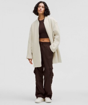 παλτό Lululemon Relaxed-Fit Zip-Front Wool γυναικεια Μπεζ | Greece-7843205