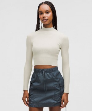 Πουλόβερ Lululemon Ribbed-Knit Twist-Back Mockneck γυναικεια Μπεζ | Greece-7450163