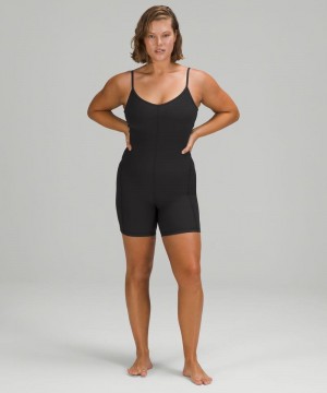 Κορμακια Lululemon Ribbed Contoured Unitard 6" γυναικεια μαυρα | Greece-5409316