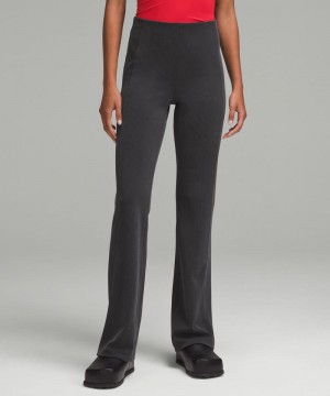 Παντελονι Lululemon Ribbed Softstreme Flared Regular γυναικεια μαυρα | Greece-9653742