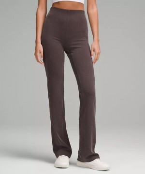 Παντελονι Lululemon Ribbed Softstreme Flared Tall γυναικεια σοκολάτα | Greece-3750981