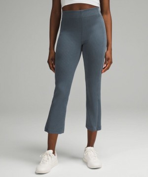 Παντελονι Lululemon Ribbed Softstreme Zip-Leg High-Rise Cropped 25" γυναικεια μπλε | Greece-0538946