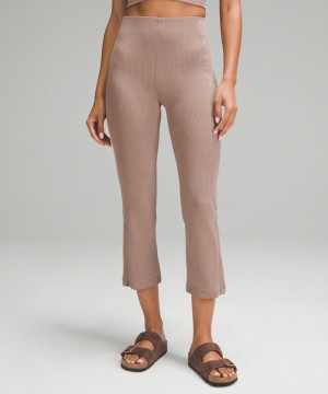 Παντελονι Lululemon Ribbed Softstreme Zip-Leg High-Rise Cropped 25" γυναικεια γκρι | Greece-0174359