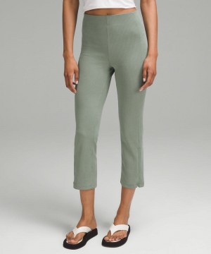 Παντελονι Lululemon Ribbed Softstreme Zip-Leg High-Rise Cropped 25" γυναικεια γκρι | Greece-5376028