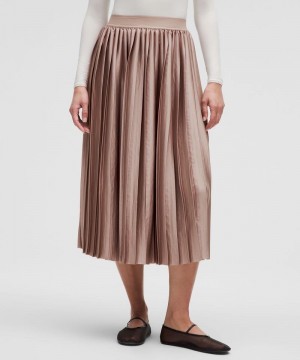 φουστεσ Lululemon Satin Pleated Midi γυναικεια ροζ | Greece-3659870