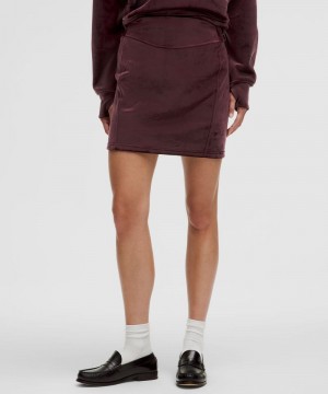 φουστεσ Lululemon Scuba High-Rise Mini Velvet γυναικεια σκούρο κοκκινα | Greece-1506237