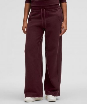 Παντελονι Lululemon Scuba Mid-Rise Wide-Leg Regular γυναικεια σκούρο κοκκινα | Greece-3167450