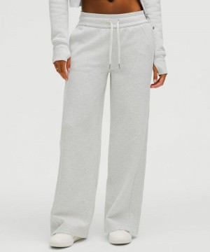 Παντελονι Lululemon Scuba Mid-Rise Wide-Leg Short γυναικεια ανοιχτο γκρι | Greece-6570342