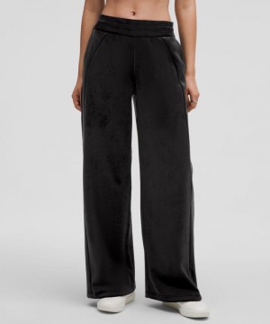 Παντελονι Lululemon Scuba Mid-Rise Wide-Leg Velvet γυναικεια μαυρα | Greece-4578693
