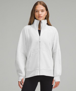 Φουτερ Lululemon Scuba Oversized Funnel-Neck Full Zip γυναικεια ανοιχτο γκρι | Greece-7951832