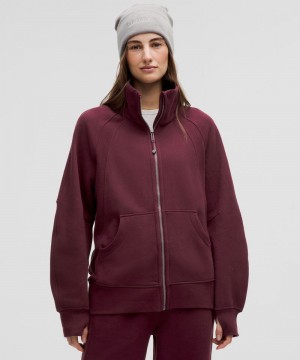 Φουτερ Lululemon Scuba Oversized Funnel-Neck Full Zip γυναικεια σκούρο κοκκινα | Greece-9538764