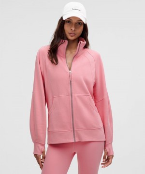 Φουτερ Lululemon Scuba Oversized Funnel-Neck Full Zip γυναικεια ροζ | Greece-4728956