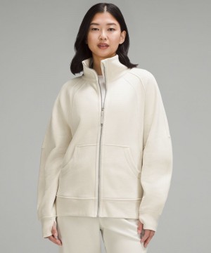 Φουτερ Lululemon Scuba Oversized Funnel-Neck Full Zip γυναικεια Μπεζ | Greece-4309176