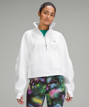 Φουτερ Lululemon Scuba Oversized Funnel-Neck Half Zip γυναικεια ασπρα | Greece-1502894
