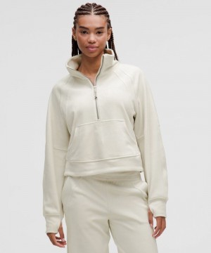 Φουτερ Lululemon Scuba Oversized Funnel-Neck Half Zip Velvet γυναικεια Μπεζ | Greece-8405927