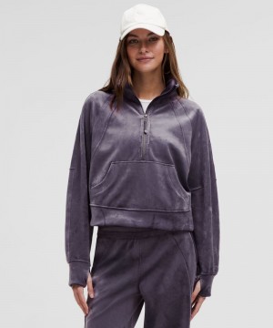 Φουτερ Lululemon Scuba Oversized Funnel-Neck Half Zip Velvet γυναικεια βαθυ γκρι | Greece-6375914