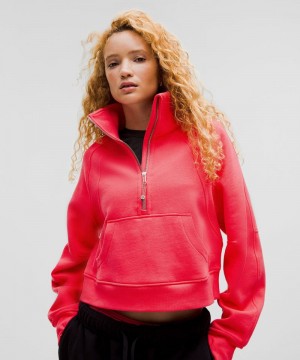 Φουτερ Lululemon Scuba Oversized Funnel-Neck Half Zip γυναικεια ροζ | Greece-9350281
