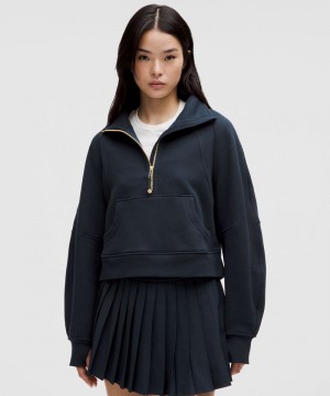 Φουτερ Lululemon Scuba Oversized Funnel-Neck Half Zip γυναικεια σκουρο μπλε χρυσο χρωμα | Greece-8056413