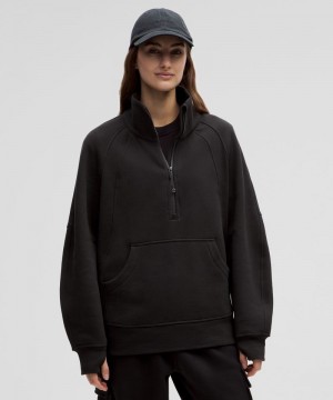 Φουτερ Lululemon Scuba Oversized Funnel-Neck Half Zip Long γυναικεια μαυρα | Greece-2037465