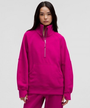 Φουτερ Lululemon Scuba Oversized Funnel-Neck Half Zip Long γυναικεια ροζ | Greece-1683072