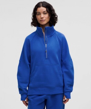 Φουτερ Lululemon Scuba Oversized Funnel-Neck Half Zip Long γυναικεια μπλε | Greece-4863275