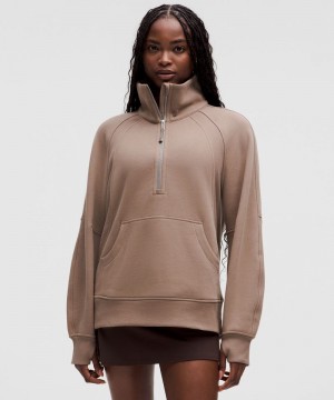 Φουτερ Lululemon Scuba Oversized Funnel-Neck Half Zip Long γυναικεια γκρι | Greece-2053769