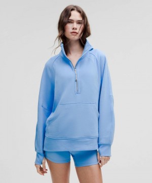 Φουτερ Lululemon Scuba Oversized Funnel-Neck Half Zip Long γυναικεια μπλε | Greece-0876591