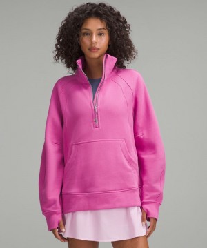 Φουτερ Lululemon Scuba Oversized Funnel-Neck Half Zip Long γυναικεια ροζ | Greece-2569408