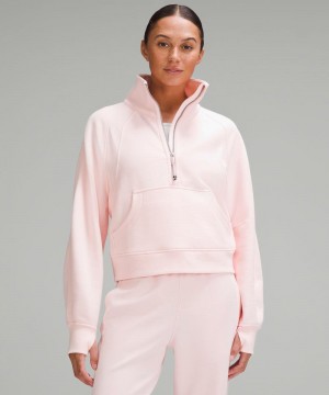 Φουτερ Lululemon Scuba Oversized Funnel-Neck Half Zip γυναικεια ροζ | Greece-9748321
