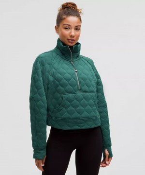 Μπουφαν Lululemon Scuba Oversized Quilted Half Zip γυναικεια τυρκουάζ | Greece-5692147