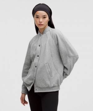 Μπουφαν Lululemon Scuba Oversized Varsity Plush γυναικεια γκρι | Greece-5276491