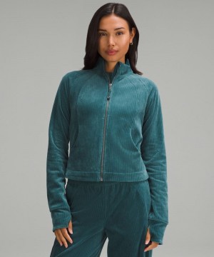 Μπουφαν Lululemon Scuba Track Velvet Cord γυναικεια τυρκουάζ | Greece-1723406