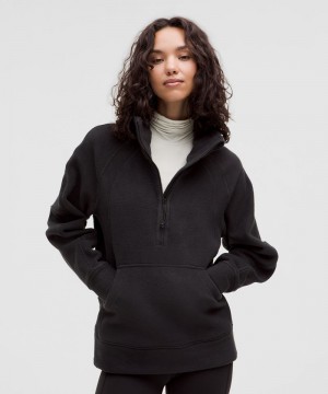 Φουτερ Lululemon Scuba Tumbled Fleece Funnel-Neck Half Zip γυναικεια μαυρα | Greece-1374806