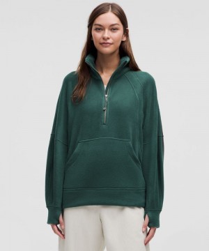 Φουτερ Lululemon Scuba Tumbled Fleece Funnel-Neck Half Zip γυναικεια τυρκουάζ | Greece-0142738