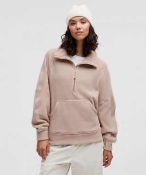 Φουτερ Lululemon Scuba Tumbled Fleece Funnel-Neck Half Zip γυναικεια ροζ χρυσο χρωμα | Greece-3065417